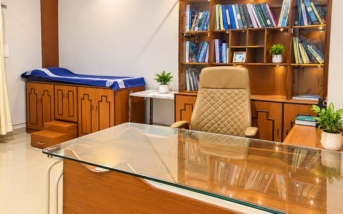 Doctor consultation room with examination couch