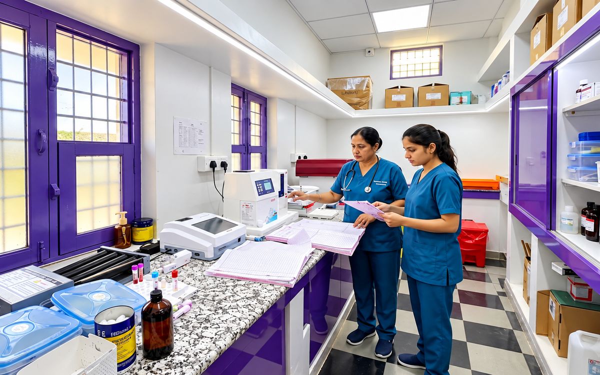 Nurses at the lab and nursing station
